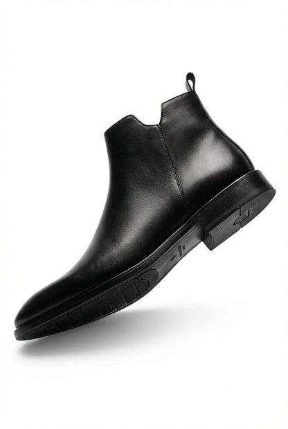 Caspian | Black Leather Chelsea Boots with Almond Toe