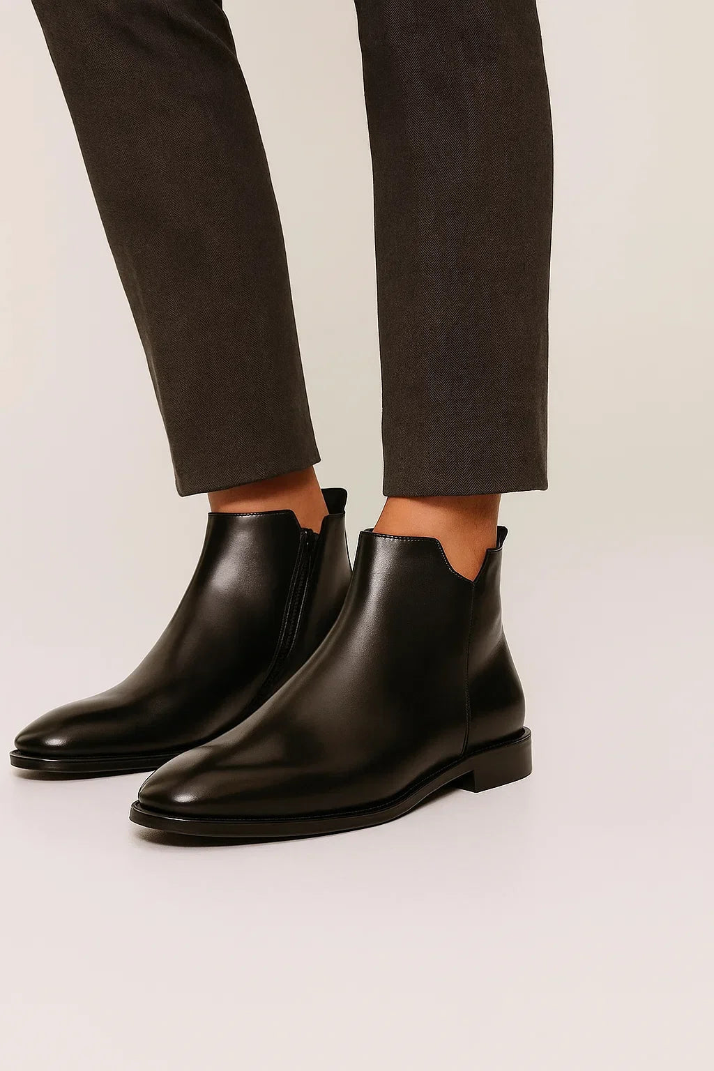 Caspian | Black Leather Chelsea Boots with Almond Toe