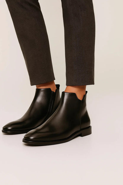 Caspian | Black Leather Chelsea Boots with Almond Toe