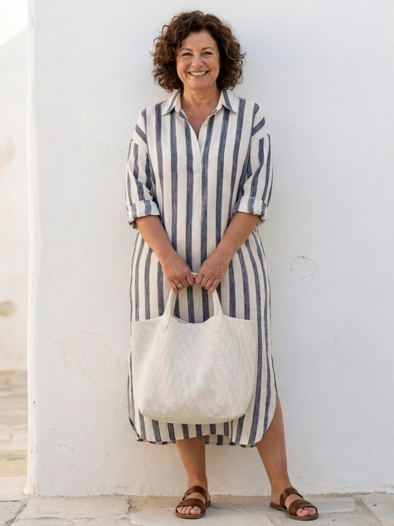 Briel | Striped Long Sleeve T-Shirt Summer Midi Dress