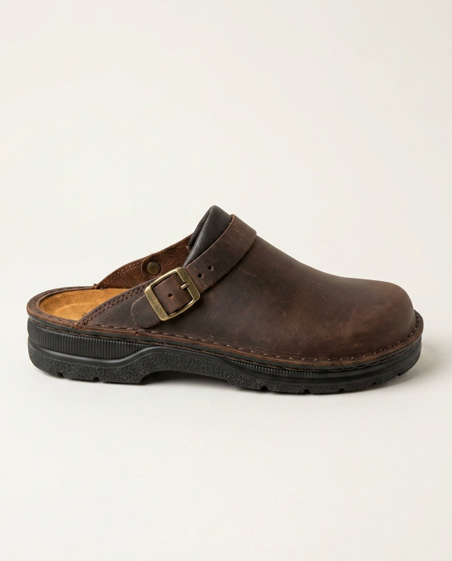 Corinne | Black Buckle Strap Cushioned Clog Mules 4