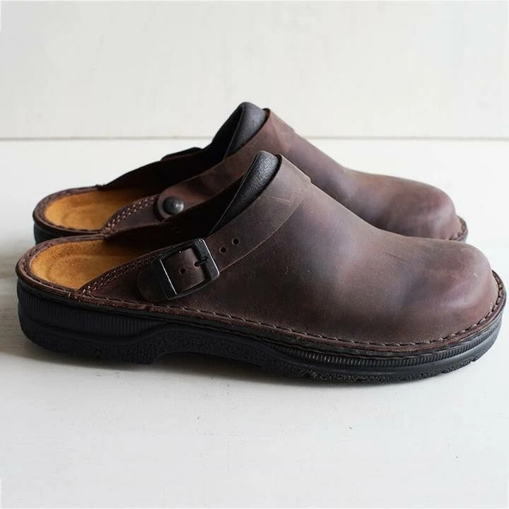 Corinne | Black Buckle Strap Cushioned Clog Mules 5