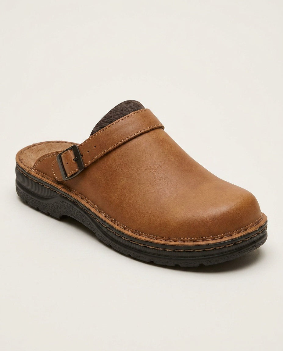 Corinne | Black Buckle Strap Cushioned Clog Mules 6