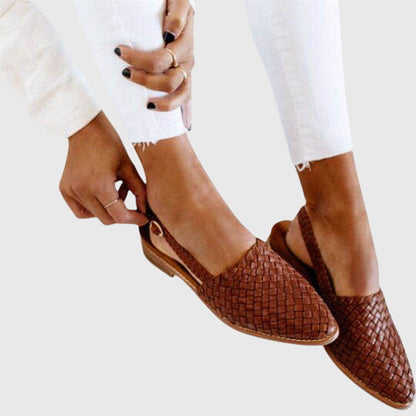 Marie | Woven Pointed Toe Flat Cushioned Comfort Sandals
