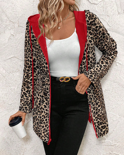 Women's Reversible Hooded Leopard Print Coat