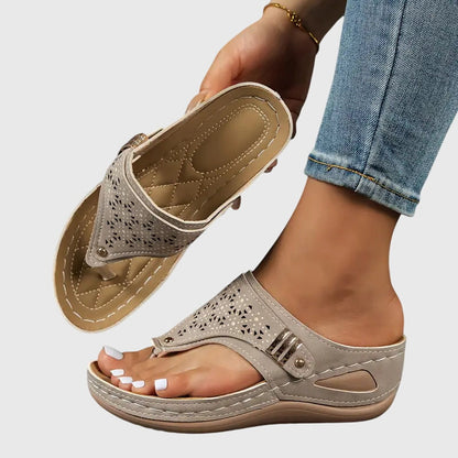 Florence | Cutout Upper Wedge-Heel Comfort Thong Sandals