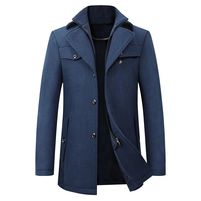 Connor | Men's Mid-Length Wool Pea Coat