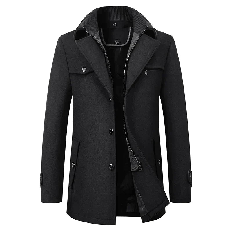 Connor | Men's Mid-Length Wool Pea Coat