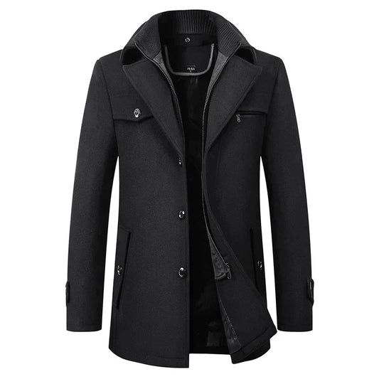 Connor | Men's Mid-Length Wool Pea Coat