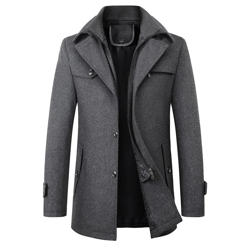 Connor | Men's Mid-Length Wool Pea Coat