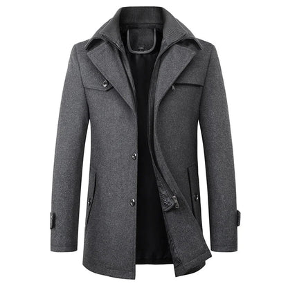 Connor | Men's Mid-Length Wool Pea Coat