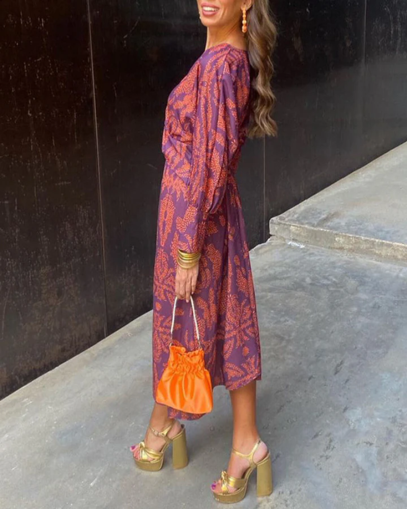 Martha | Floral Wrap Bohemian Wedding Guest Midi Dress