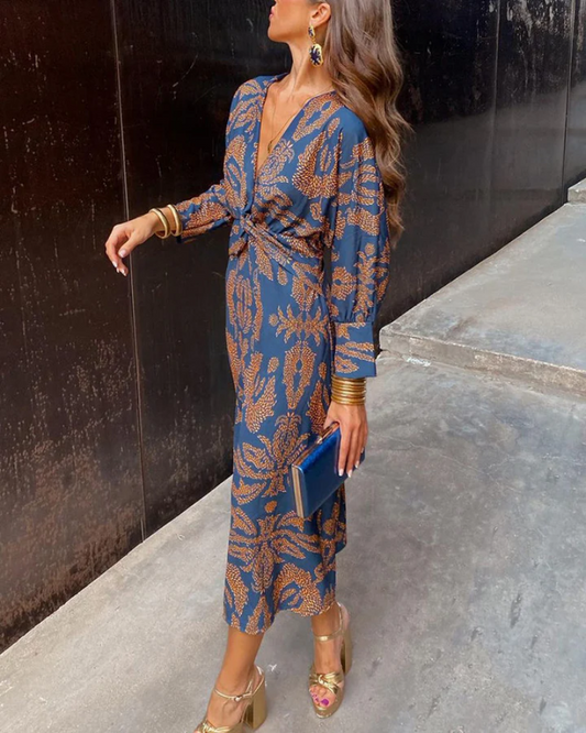 Martha | Floral Wrap Bohemian Wedding Guest Midi Dress