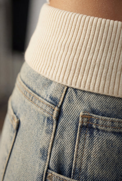 Juniper | Light Wash Baggy Wide Leg Jeans with Elastic Waistband