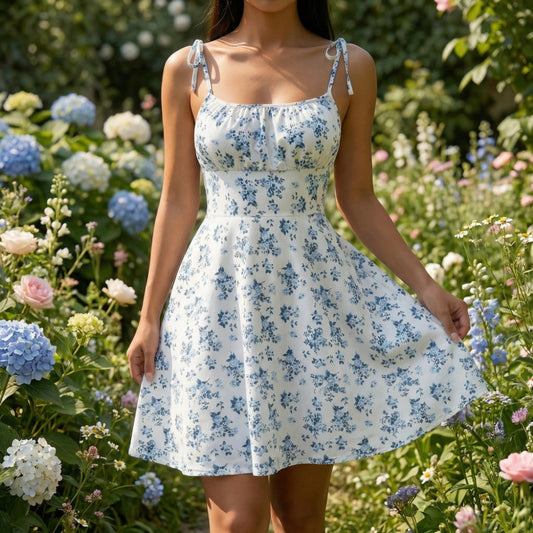Eliana | Floral Tie-Strap Mini Sundress