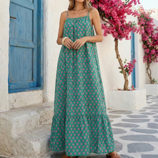 Floral Spaghetti Strap Flowy Maxi Sundress
