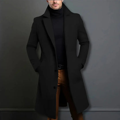Edison | Men's Slim-Fit Notch Lapel Long Overcoat