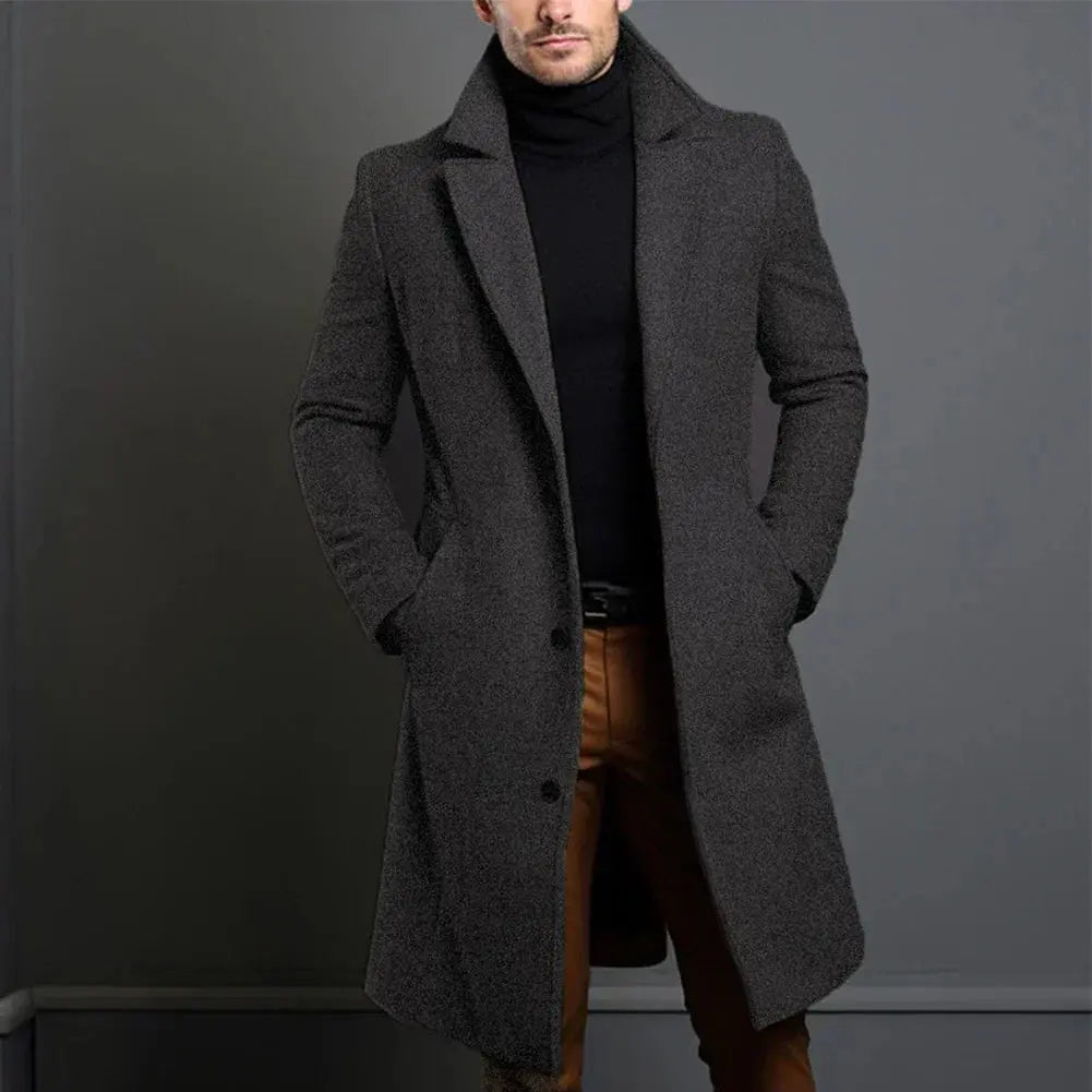Edison | Men's Slim-Fit Notch Lapel Long Overcoat