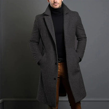 Edison | Men's Slim-Fit Notch Lapel Long Overcoat
