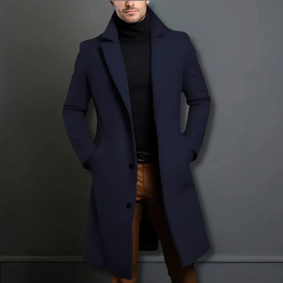 Edison | Men's Slim-Fit Notch Lapel Long Overcoat