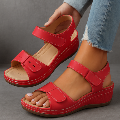 Mikaela | Velcro Strap Wedge-Heel Comfort Sandals