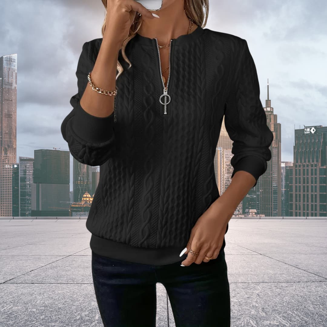 Emily | Women's Cable Knit Zip Up Jumper