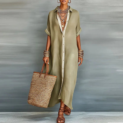 Evelina | Button Up T-Shirt Beach Summer Maxi Dress