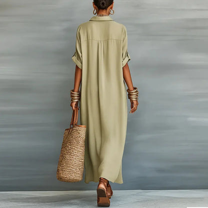 Evelina | Button Up T-Shirt Beach Summer Maxi Dress