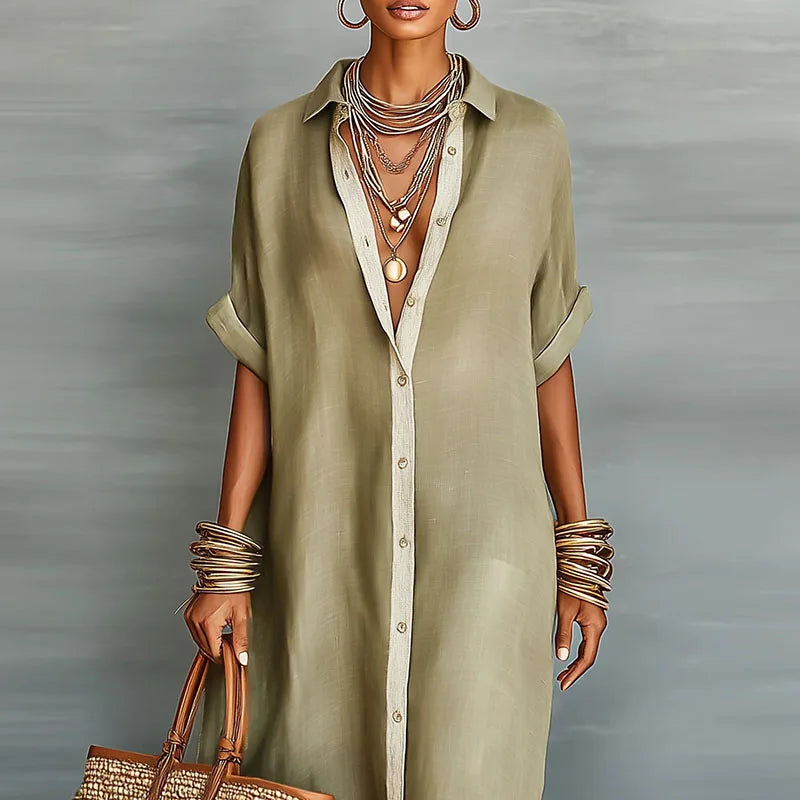 Evelina | Button Up T-Shirt Beach Summer Maxi Dress