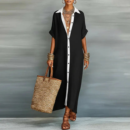 Evelina | Button Up T-Shirt Beach Summer Maxi Dress