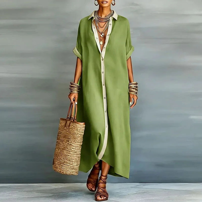 Evelina | Button Up T-Shirt Beach Summer Maxi Dress