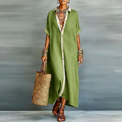 Evelina | Button Up T-Shirt Beach Summer Maxi Dress