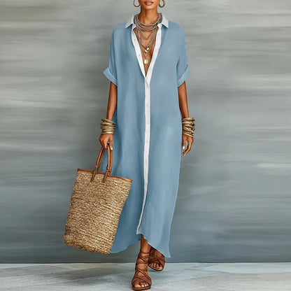 Evelina | Button Up T-Shirt Beach Summer Maxi Dress