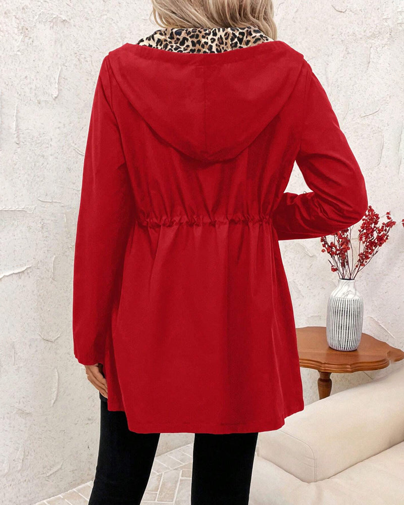Women's Reversible Hooded Leopard Print Coat