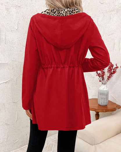 Women's Reversible Hooded Leopard Print Coat
