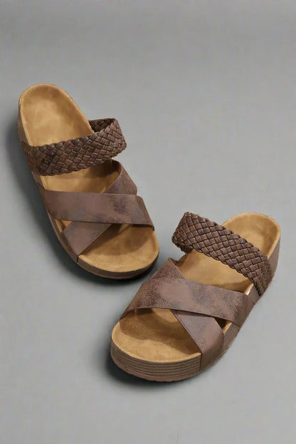 Janie | Woven Strap Chunky Platform Slide Sandals