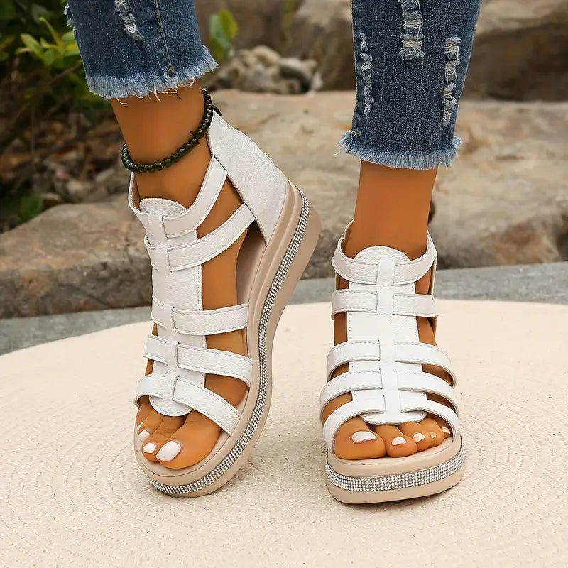 Leah | Rhinestone Comfort Chunky Platform Sandals