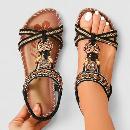 Cadence | Beaded Bohemian Charm Flat Comfort Toe Sandals