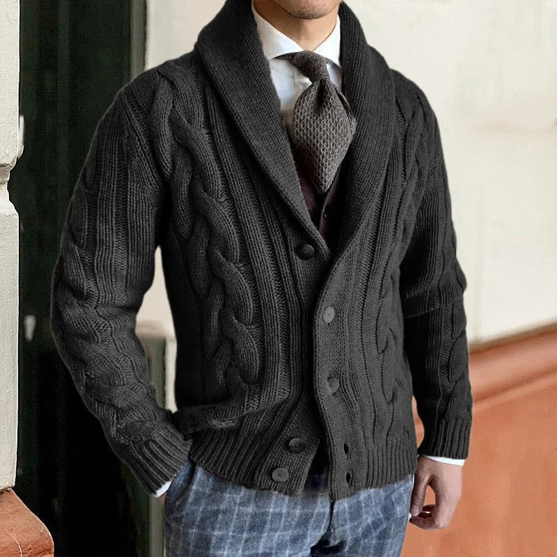 Griffin | Men's Shawl Collar Cable Knit Jumper