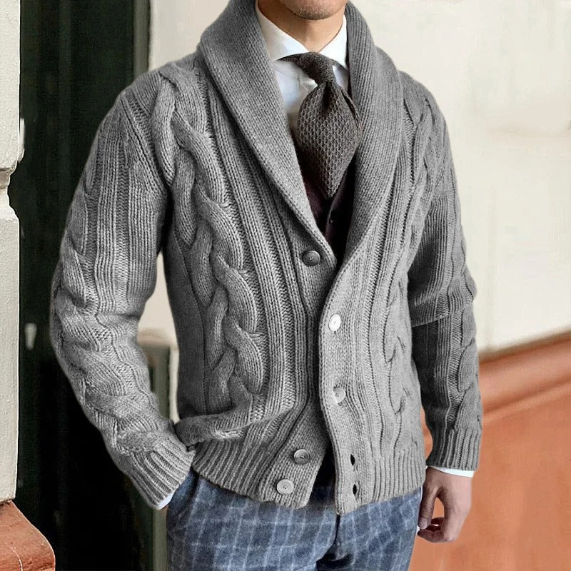 Griffin | Men's Shawl Collar Cable Knit Jumper