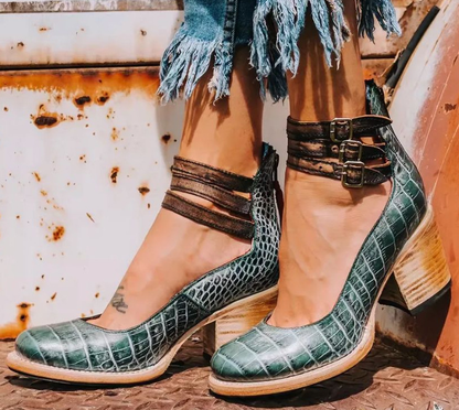 Miranda | Cushioned Triple-Buckle Block-Heel Sandals