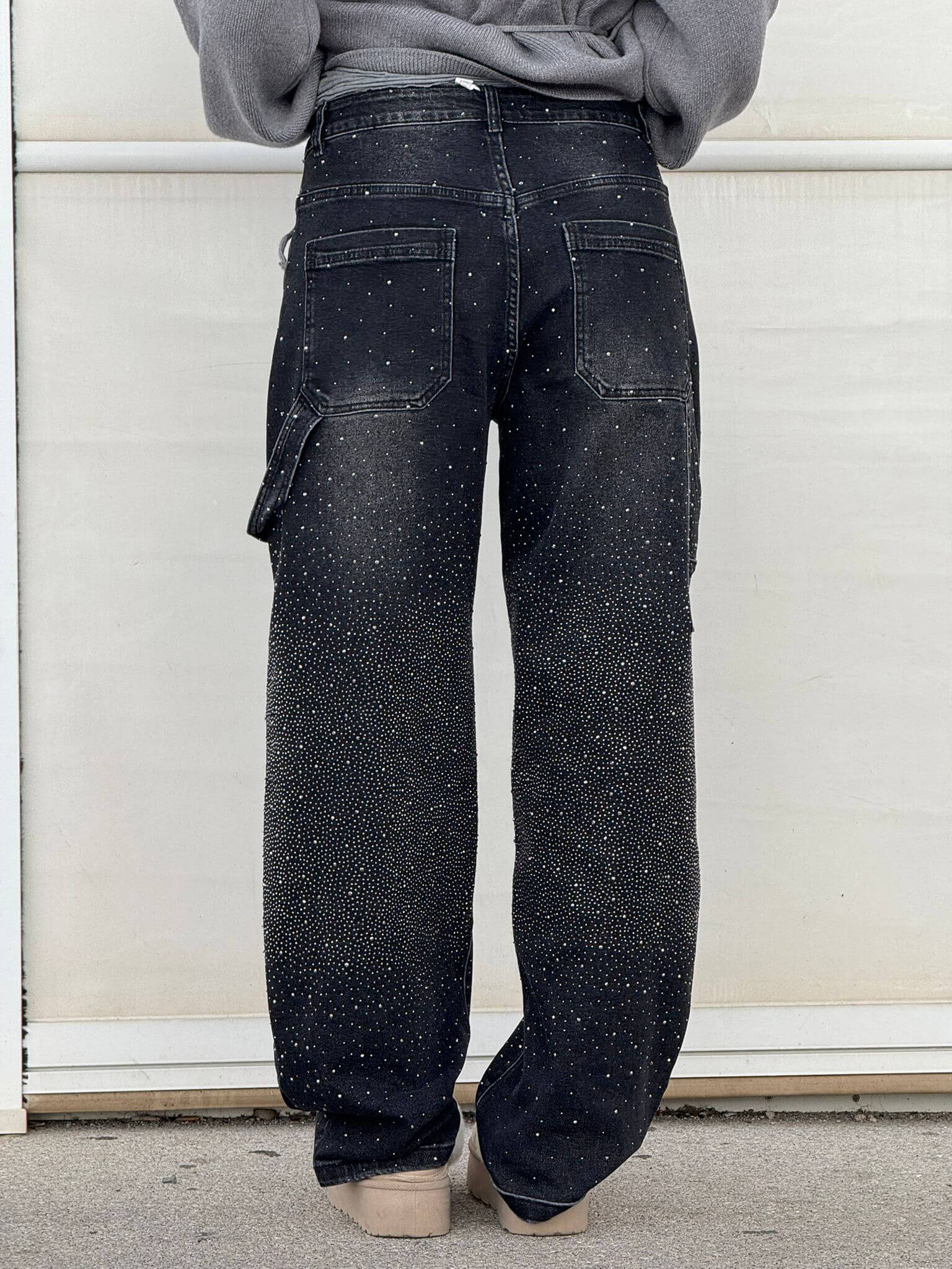 Seraphina | Crystal Embellished High Waisted Straight Leg Jeans