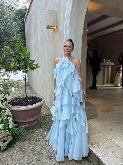 Bel | Elegant Tiered Ruffle Sleeveless Summer Maxi Dress