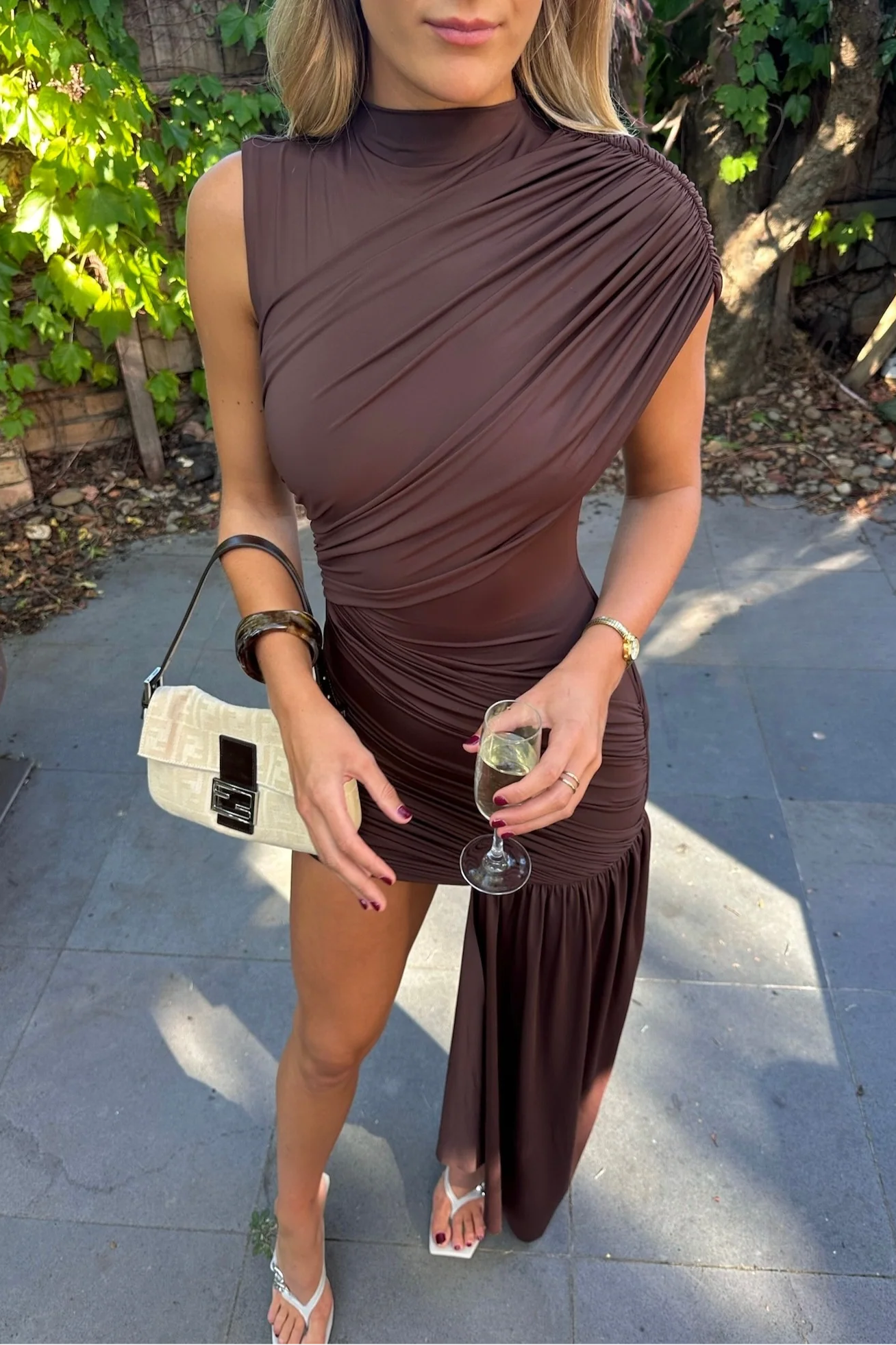 Jen |  Ruched Bodycon Draped Mini Cocktail Dress