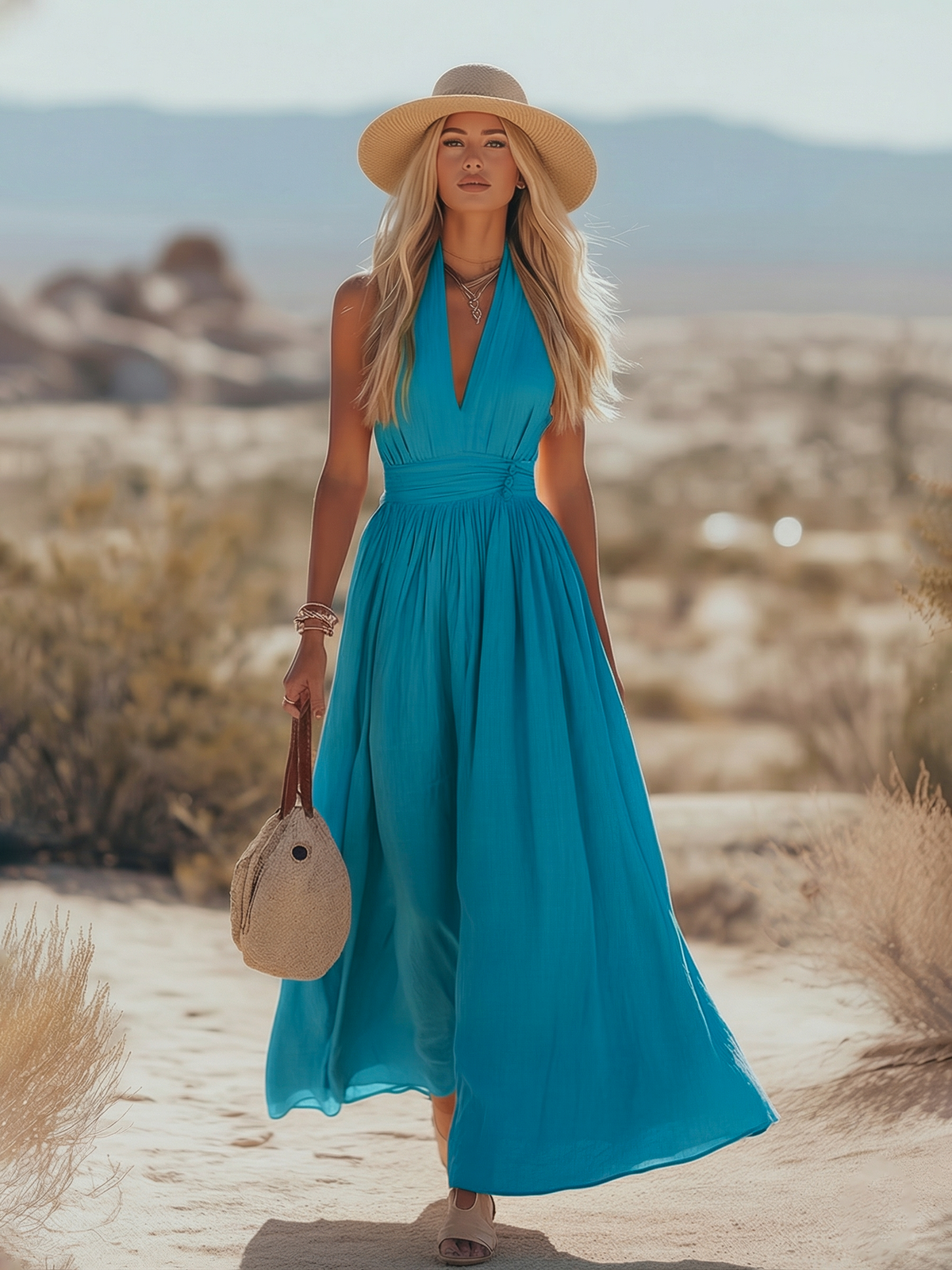 Oasis | Sleeveless Linen Spring Beach Maxi Sundress