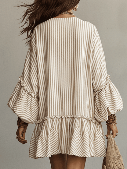 Sany | Striped Ruffle Boho Mini Spring Dress