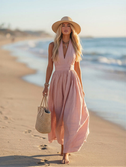 Oasis | Sleeveless Linen Spring Beach Maxi Sundress
