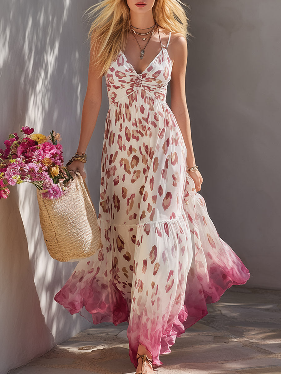 Ghost | Leopard Print Chiffon Spring Wedding Guest Maxi Dress