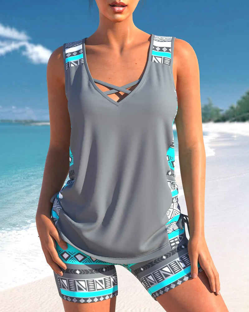 Elegant Tummy Control Two Piece Swimsuit
