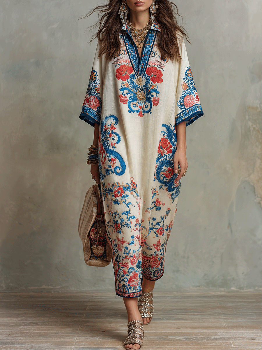 Zar | Floral Paisley Boho Spring Midi Dress